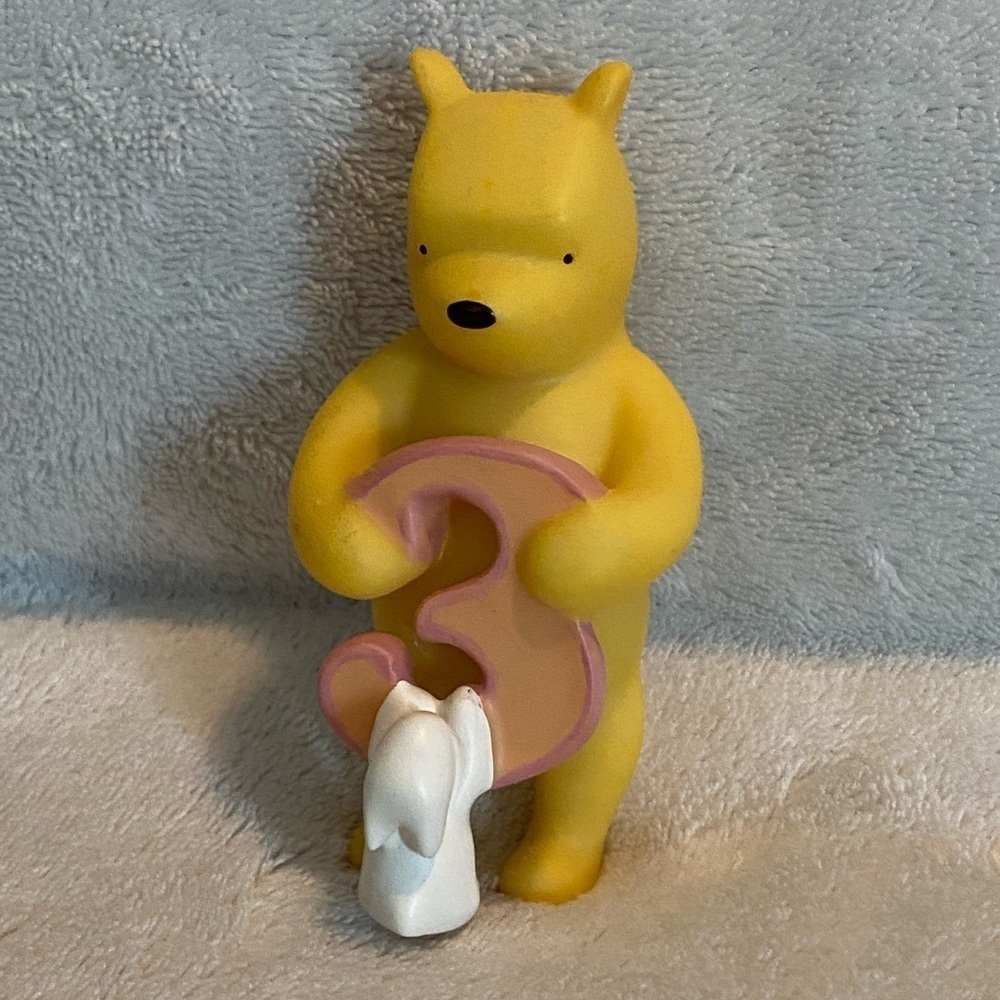 Disney Winnie The Pooh And Rabbit 3rd Birthday Cake Topper Resin 4” tall
